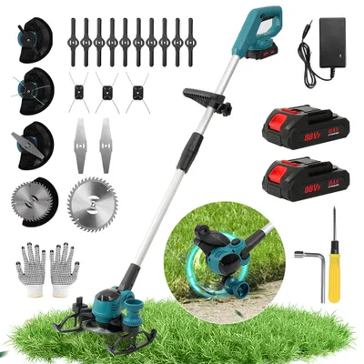 Produktbild von Akku Rasentrimmer 21V Akku-4-in-1 Kantenschneider Rasen,17cm Schnittdurchmesser–komfortabel & kompakt–inkl.2x2Ah Akkus & Ladegerät,Blau