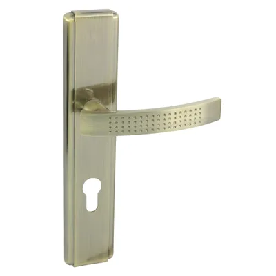 Produktbild von DOMINO Türgriff 72 Drückergarnitur PZ-Profilzylinder | Tür-klinke für Zimmertür, Bürotür, Kellertür & Innentür | L-Form | Aluminium | Bronze | ALMA M3