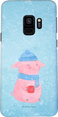 Produktbild von Mr. & Mrs. Panda Samsung Galaxy S9 Handyhülle Schwein Glühwein - Eisblau - Geschenk, Weihnachtsmarkt, Weihnachten, Cover, Hülle, Smartphone, Glühschwein, Punsch