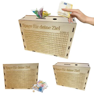 Produktbild von Spardose Holz Sparbüchse SparBox, Personalisierte Spardose, Geld Sparen Box, Money Box, Geldsparbox, Sparschwein