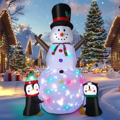 Aufblasbarer Weihnachtsschneemann 244 cm mit LED-Licht