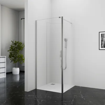 Produktbild von Duschwand 80cm MARWELL Seitenwand für Duschkabine BRIGHT chrom Seitenwand - 80x195cm - seitenverkehrt aufbaubar - mit Stabilisationsbügel - hochwertige Aluminiumprofile