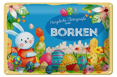 Produktbild von Blechschild Ostern Ostergrüße 30x20cm BORKEN