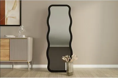 Imagen del producto de Espejo de cuerpo entero Standspiegel, diseño de forma ondulada, para colocar en el suelo o en la pared ()