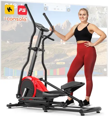 Produktbild von Hop-Sport Ellipsentrainer HS-070C  - Ellipsen Crosstrainer für Zuhause mit Pulsmessung und 18kg Schwungmasse, max. Benutzergewicht 150kg rot