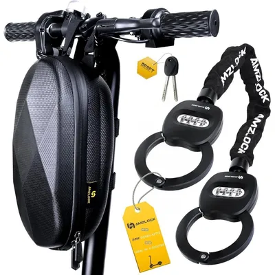Productafbeelding van AMZLOCK Elektrische scooter slot, cijferslot, 8 mm ketting, 80 cm + tas