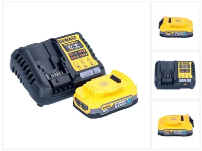 Obrázek produktu pro Startovací sada akumulátorů DeWalt DCB 1104 E1 12 V / 18 V 1x akumulátor Powerstack 1,7 Ah + nabíječka DCB 1104
