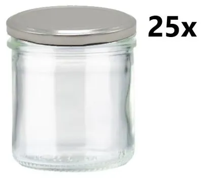 A clear glass jar with a silver lid, shown in isolation against a white background. The number '25x' is overlaid on the right side of the image.