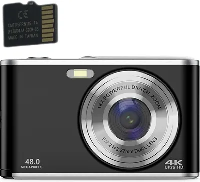 Produktbild von INF Digitalkamera 4K 48MP 16x Zoom Webcam mit 32GB Speicherkarte Schwarz