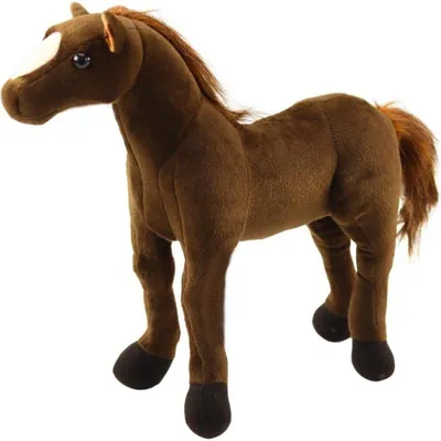 Immagine prodotto di Leantoys Cavallo di peluche, peluche, mascotte, peluche da coccolare, marrone scuro, 40 cm x 37 cm