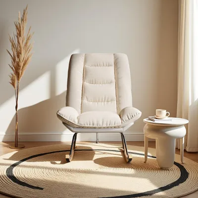 Produktbild von Zweifarbiger Schaukelstuhl, 5-fach verstellbare Rückenlehne mit Klettverschluss, modernes Design aus Stoffmix
