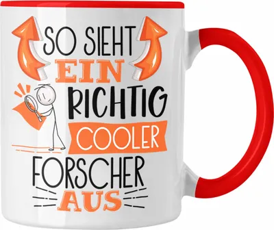 Produktbild von Trendation - Forscher Tasse Geschenk So Sieht Ein RIchtig Cooler Forscher Aus Geschenkidee Lustiger Spruch Geburtstag Becher Kaffeetasse (Rot)