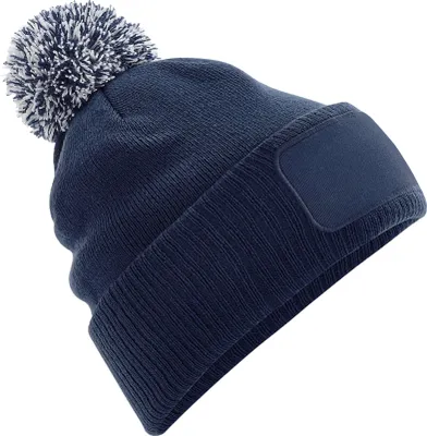 Produktbild von Beechfield B443 | Damenmütze Snowstar® Patch Beanie - Farbe: French Navy/Light Grey - Größe: One Size