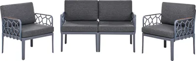 Zdjęcie produktu dla BELIANI Zestaw ogrodowy 4-osobowy ciemnoszare poduszki syntetyczna rama sofa 2-osobowa fotele na taras nowoczesny styl