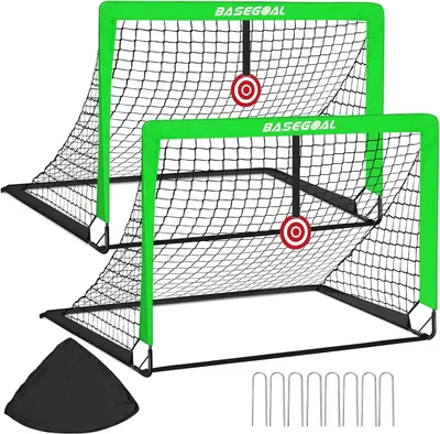 Productafbeelding van Pop Up Voetbaldoelen set van 2, 120x90x90 cm, met schietschijf en draagtas, voor buiten