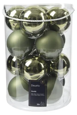 Productafbeelding van Baubles glass shiny-matt mix dia. 8,00 cm rosemary green(12) Decoris