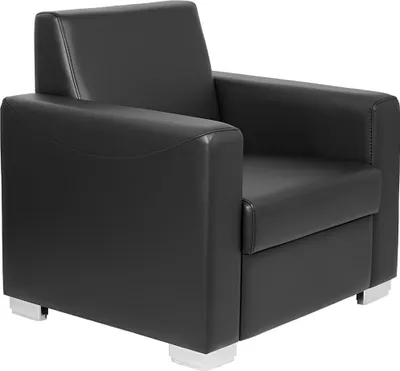 Produktbild von Schwarzer Ledersessel Designer Polster Einsitzer Wohnzimmer Relax Sitzer