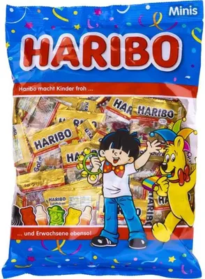 Produktbild von Haribo Goldbären Mini, Gummibärchen, Fruchtgummi, Dose, 100 Mini-Beutel, 1 kg