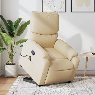Produktbild von Massagesessel mit Aufstehhilfe Fernsehsessel Aufstehsessel Elektrisch Verstellbar Sessel Massagesessel mit Liegefunktion Relaxsessel TV Sessel Wohnzimmer Creme Stoff