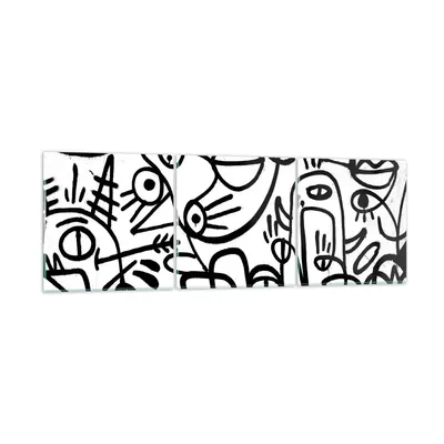 Produktbild von Bilder auf glas - 3 Teile - Zeichnen Cartoon Graffiti - 150x50cm - Glasbilder - Wandbilder - Bilder - zum Aufhängen bereit - Wanddekoration aus Glas - Glas Bilder - Wandbild auf Glas - GCA150x50-4971