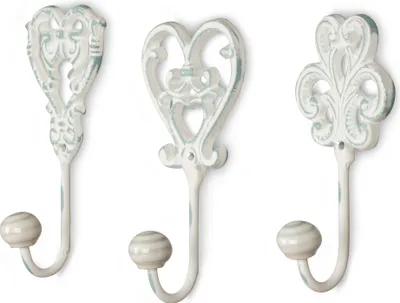 Produktbild von 3tlg. Hakenset Wandhaken Wandgarderobe Garderobe Eisen  Shabby Chic