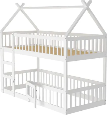 Obrázek produktu pro Dětská palanda 90 × 200 cm, rodinná dětská postel, palanda se schodištěm, design ve stylu loftu, rám palandy z masivního dřeva