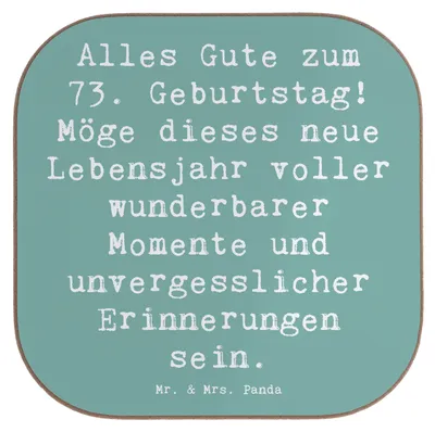Produktbild von Mr. & Mrs. Panda Getränkeuntersetzer Spruch 73. Geburtstag - Meeresbrise - Geschenk, Coaster, Geschenke, Happy Birthday, Liebe, Kaffeeuntersetzer, Geburtstagsgeschenk