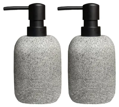 Produktbild von Grauer Seifenspender, Flüssigseifenspender-Set für Badezimmer, Waschtisch, Lotion-Seifenspender für Küchenspüle, 2-teilig