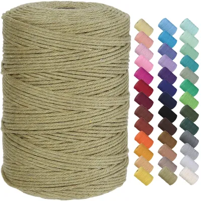 Makramee-Kordel 3 mm x 300 m, Baumwolle, 4-strängig, dunkles Khaki
