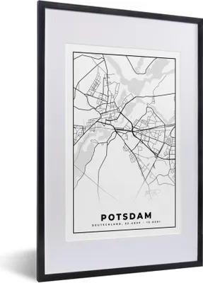 Produktbild von MuchoWow® Gerahmtes Poster Karte - Potsdam - Stadtplan 40x60 cm - Poster mit Schwarzem Bilderrahmen Wandposter Rahmen Foto Bilder - Poster in Rahmen