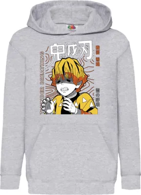 Immagine prodotto di Felpe con cappuccio per bambini Demon Anime Slayer Zenitsu Agatsuma 002, 5-6 Jahr - 116 / Gris