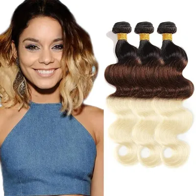 Imagen del producto de Extensiones de cabello humano con ondas naturales - Color degradado rubio