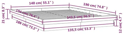 Produktbild von vidaXL Massivholzbett mit LEDs Weiß 140x190 cm