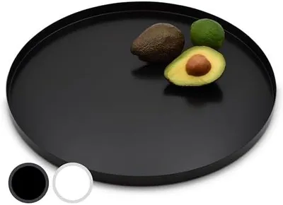 Produktbild von ® Deko Tablett Rund Ø 40 cm | Design Dekoteller und Dekotablett aus Metall (Schwarz matt)