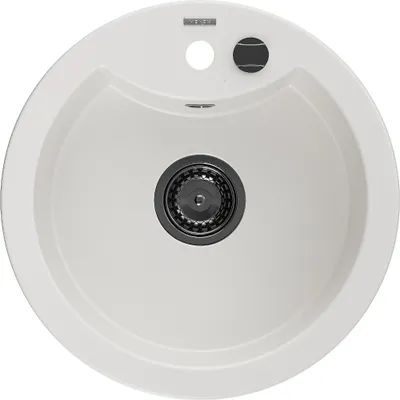 Zdjęcie produktu dla Mexen Diego zlewozmywak granitowy 1-komorowy 488 x 480 mm, biały, syfon czarny - 6512481000-20-B