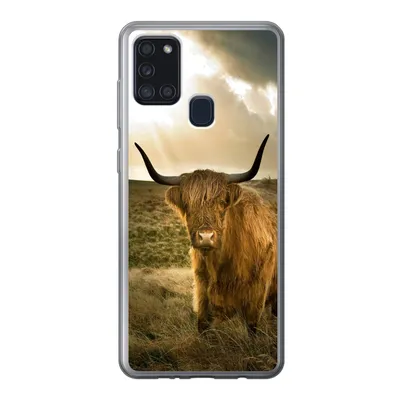 Produktbild von MuchoWow® Handyhülle Schutzhülle Hülle für Samsung Galaxy A21s Schottischer Hochländer - Sonne - Tiere Silikon Softcase Handy Hülle - Hartschale