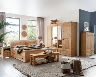 Produktbild von Schlafzimmer Set 8-teilig, Kiefer massiv eichefarben geölt, STEINKJER-69