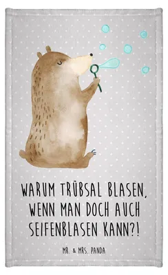 Produktbild von Mr. & Mrs. Panda Handtuch Bär Seifenblasen - Grau Pastell - Geschenk, Kleines, Teddy, badezimmer, Gästetuch, Lustig Sein Glücklich Traurig Happy, Design, Frotteehandtuch