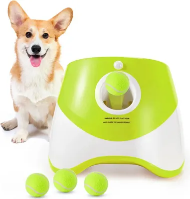 Immagine prodotto di Giocattoli per cani - Lanciatore automatico di palline da tennis - Elettrico, per cani, in plastica, batterie non incluse - Verde 1