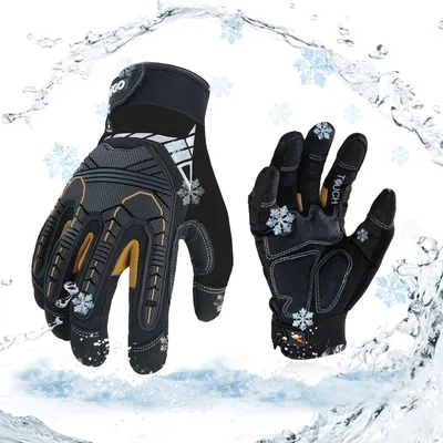 Produktbild von Paar Winterarbeitshandschuhe für Mechaniker, kältebeständig bis 0°C, wasserdicht, stoßfest, strapazierfähig und vibrationsdämpfend (SL8849FW)