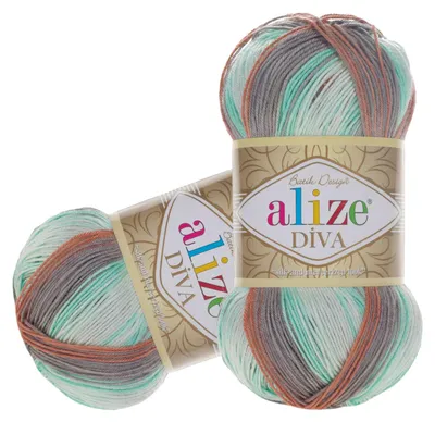100g Strickgarn ALIZE DIVA BATIK mint | grau | braun