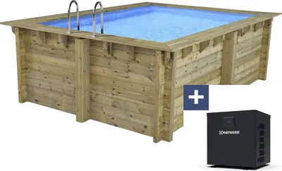 Produktbild von Rechteckiger Holzpool "Zanzibar" – 3,50 x 2,30 x 1,24 M + 3,5 kW Mini-Wärmepumpe