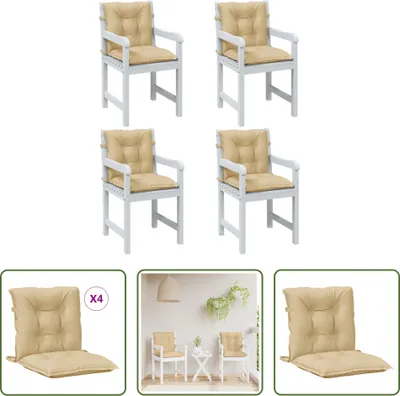 Zdjęcie produktu dla The Living Store Niskie poduszki oparciowe 4 szt. Tkanina Melange Beige 100x50x7 cm