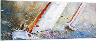 Produktbild von Bilder auf glas - Einteilig - Segelboot Bild Regatta - 140x50cm - Glasbilder - Wandbilder - Bilder - zum Aufhängen bereit - Wanddekoration aus Glas - Glas Bilder - Wandbild auf Glas - GAB140x50-4134