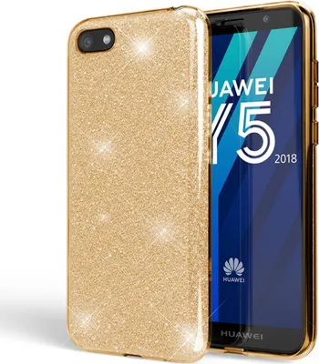 Produktbild von NALIA Handyhülle kompatibel mit Huawei Y5 2018, Glitzer Case Back Bling Cover Gold