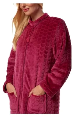 Produktbild von Damen Fleece-Morgenmantel mit Reißverschluss vorne