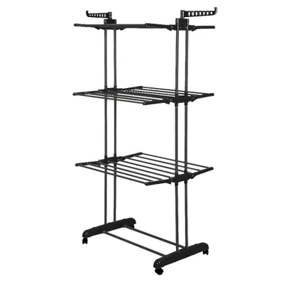 Produktbild von Wäscheständer Wäschetrockner Wäscheturm Kleiderständer Klappbar Ständer Rollen 75*64*170cm Schwarz