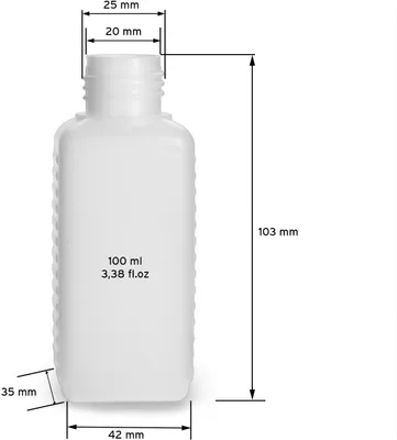 Zdjęcie produktu dla 10 plastikowych butelek 100 ml z czerwonymi pokrywkami (pustych)