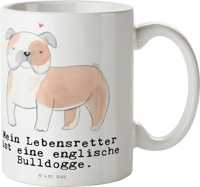 Produktbild von Mr. & Mrs. Panda Kaffeetasse Englische Bulldogge Lebensretter - Weiß - Geschenk, Kaffeebecher, Keramiktasse, Teebecher, Teetasse, Tasse