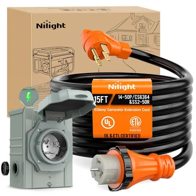 Immagine prodotto di Cavo di prolunga e scatola di ingresso per generatore Nilight, 50 A, 4,5 m, 125/250 V